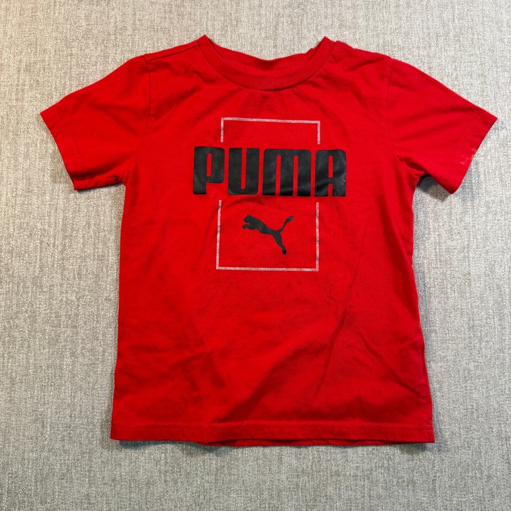 Puma Boys Red Short Sleeve Graphic Logo T-Shirt PBS22-03242 Size 6/7